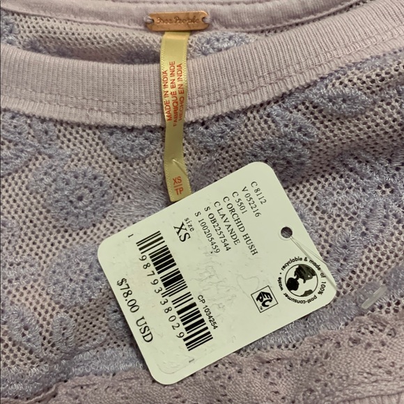 FREE PEOPLE Rose Party Embroidered Lace Blouse Ruffles NWT - Picture 9 of 11